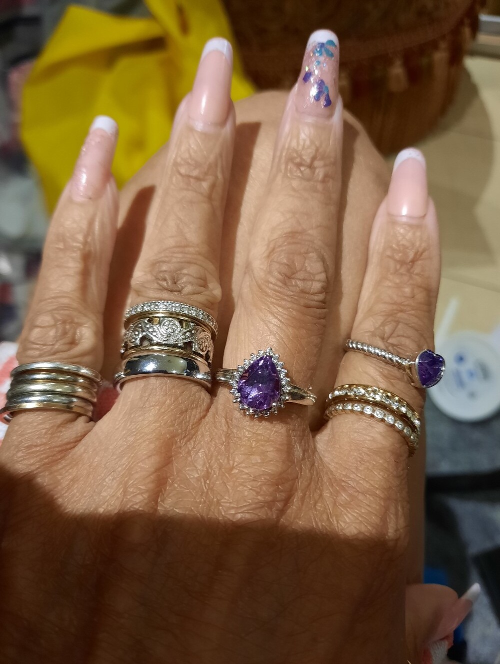 GENUINE SOLID STERLING SILVER DIAMOND HALO PEAR SHAPED AMETHYST ENGAGEMENT RING